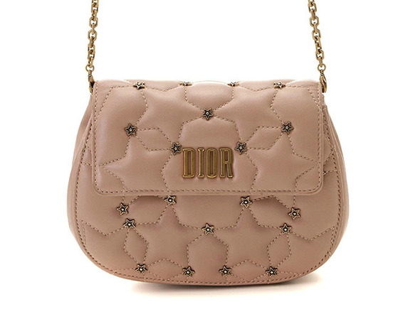 Dior Handbags - Christian Dior Star Studded Chain Shoulder Bag Beige Cream Pink Lambskin